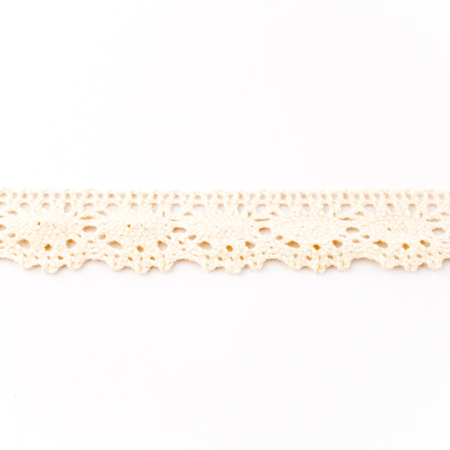 Dantela Crosetata Bumbac Model T 30 mm - Bej