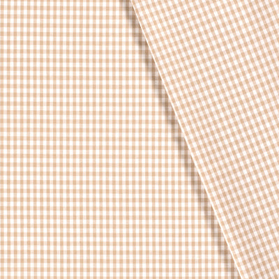 Cotton Poplin Gingham Camel 2.7 mm