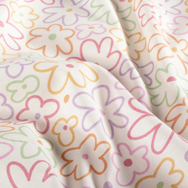 Poplin Bumbac Imprimat Flowers Off White