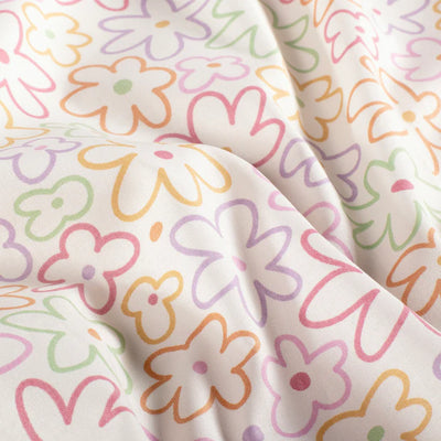 Poplin Bumbac Imprimat Flowers Off White