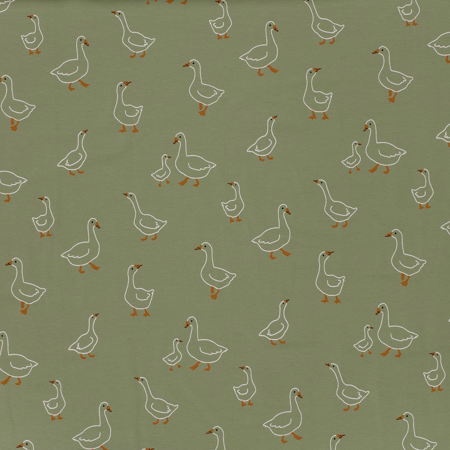 Cotton Jersey Printed Animals Olive Green