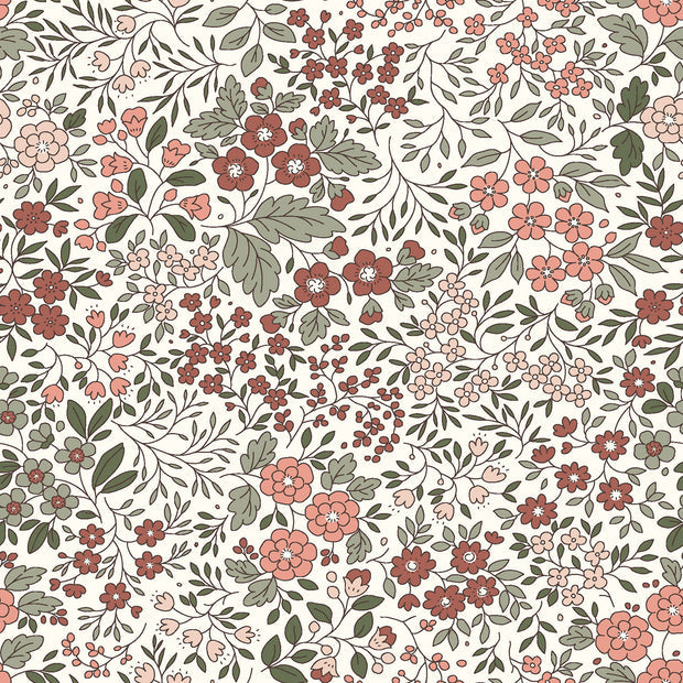 Jerse Bumbac Imprimat Flowers Off White