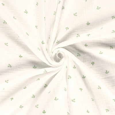 Muselina Dubla Imprimata Leaves Off White
