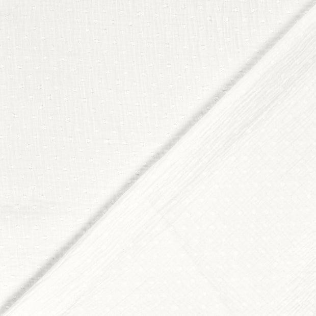 Muselina Dubla Dobby Dots Off White