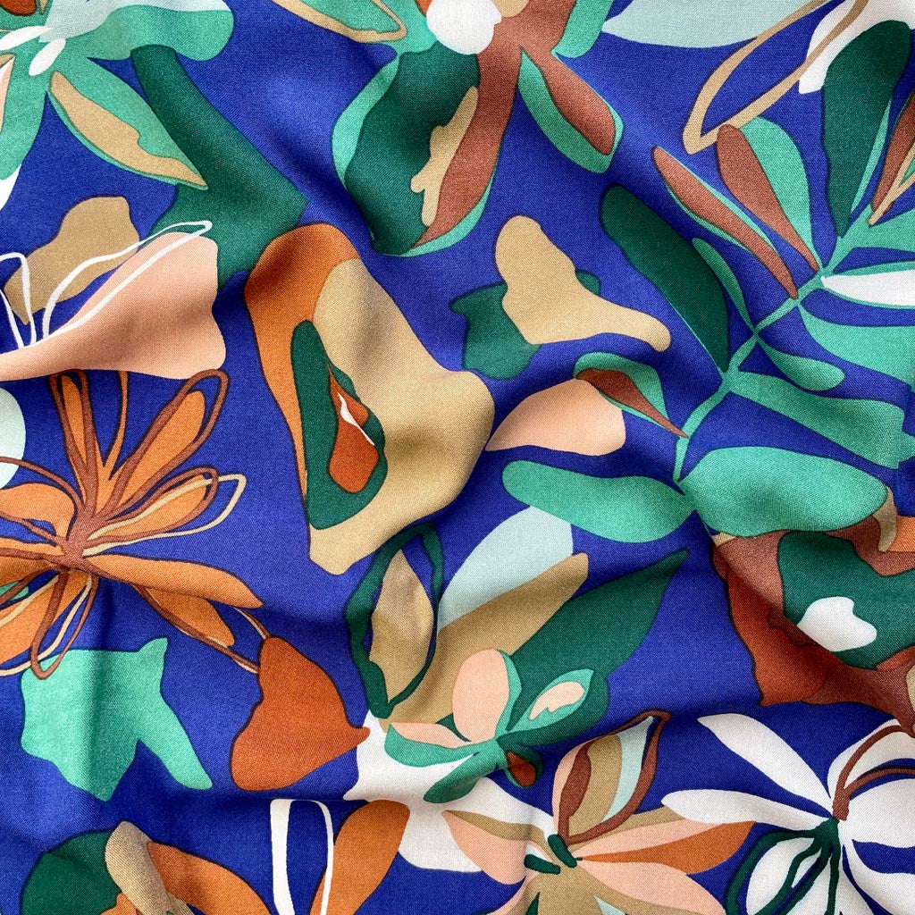 Vascoza Imprimata Floral Abstract Albastru
