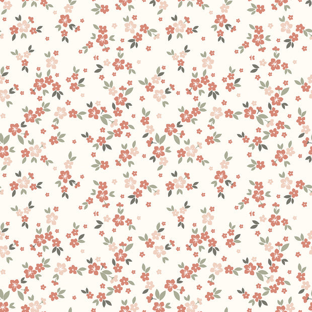 Jerse Bumbac Imprimat Flowers Off White