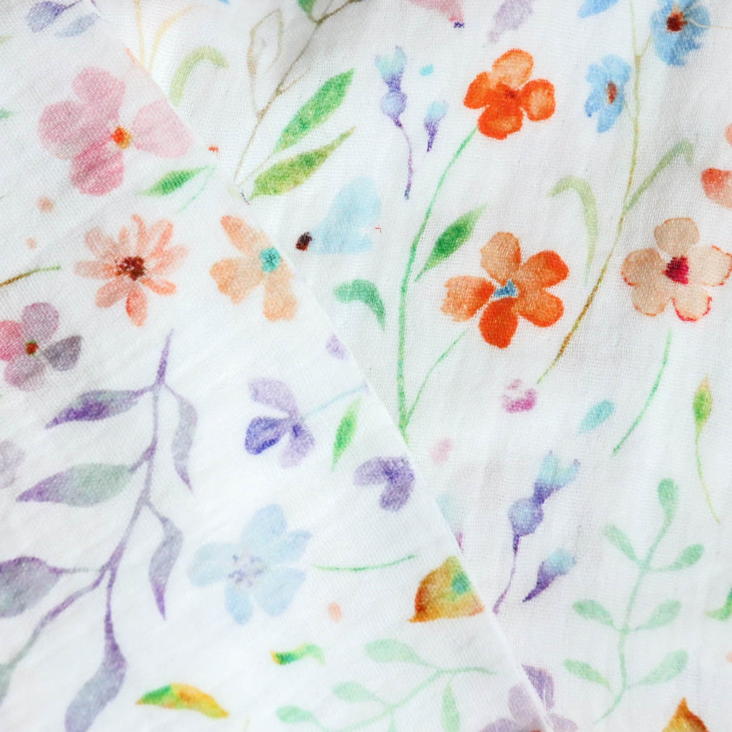Muselina Imprimata Floral Alb Murdar