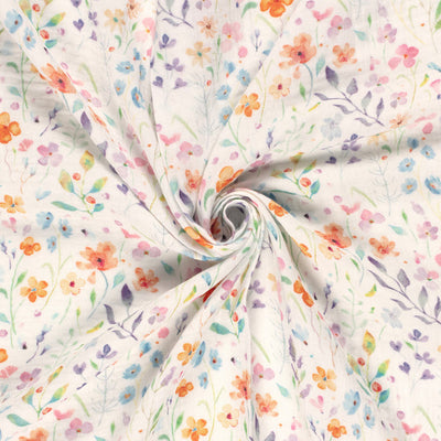 Muselina Dubla Imprimata Flowers Off White