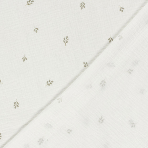 Muselina Dubla Imprimata Twigs Off White