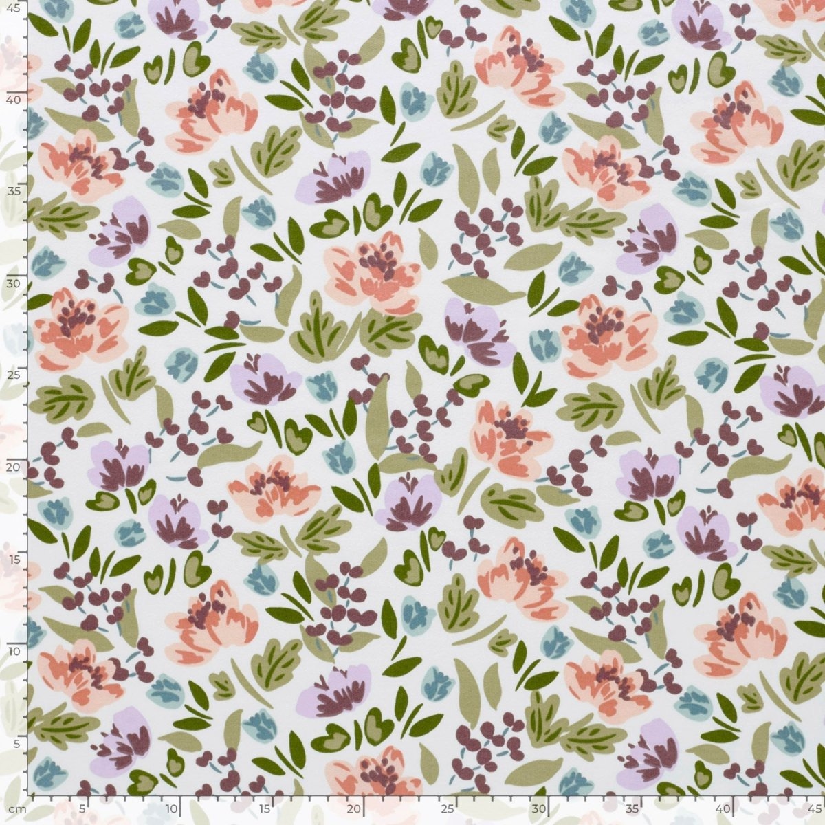 French Terry Printed Flowers Off White - Lametru.ro