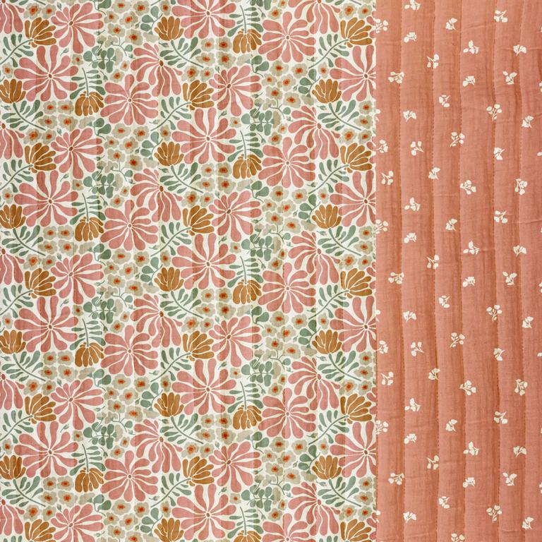 Printed Quilted Double Gauze Babeth Ecru / Marsala - Lametru.ro