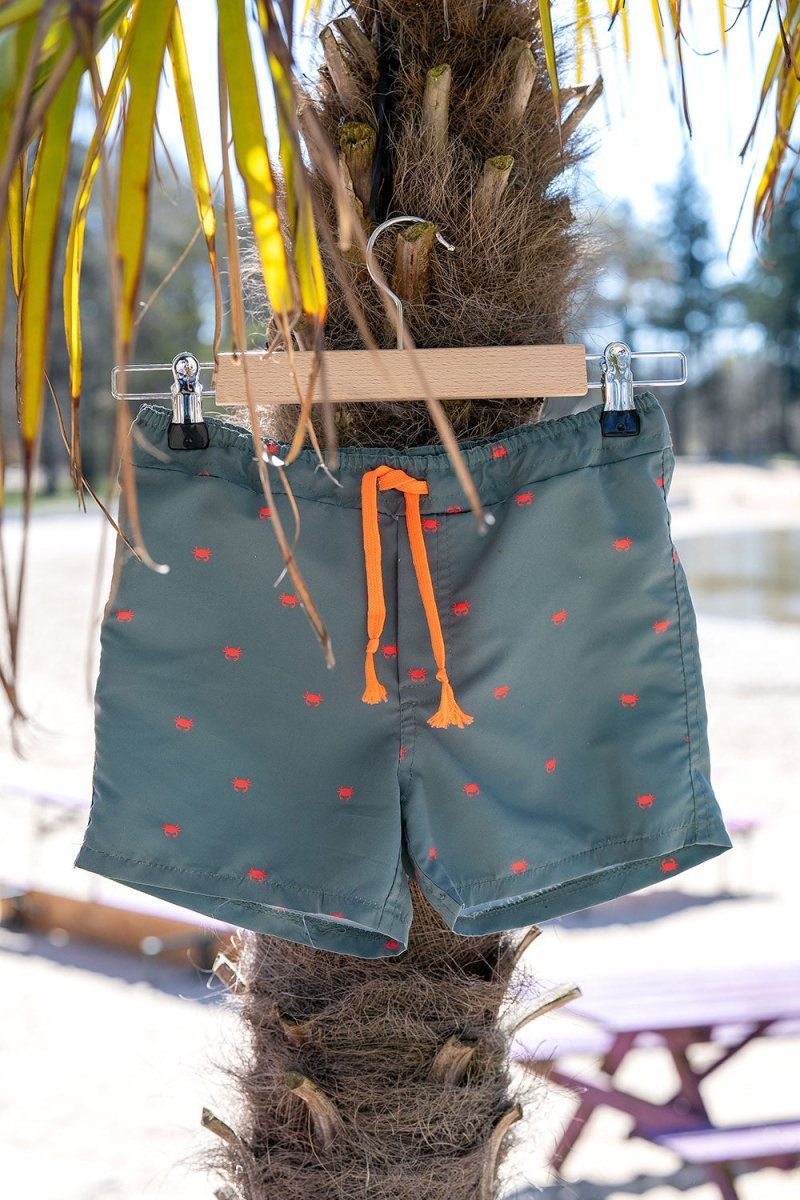 Țesătură Șort De Baie Imprimată Cu Crabi Verde Olive - Lametru.ro - Material Costume de Baie