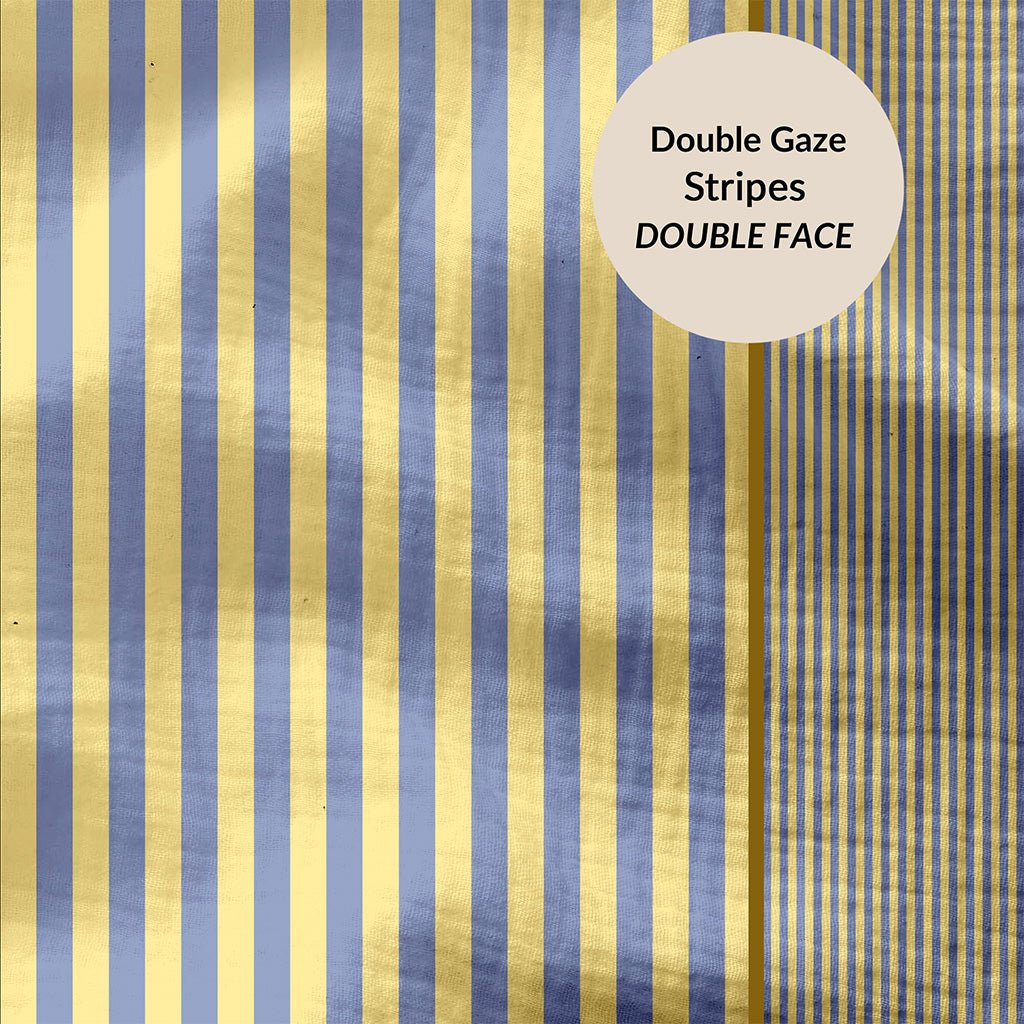 Yarn - Dyed Double Gauze Stripes Lemon / Baltic - Lametru.ro