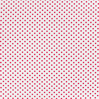 Poplin Bumbac Imprimat cu Buline Alb/Rosu