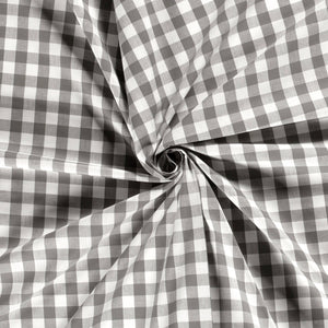 Cotton Poplin Gingham Dark Grey 10 mm