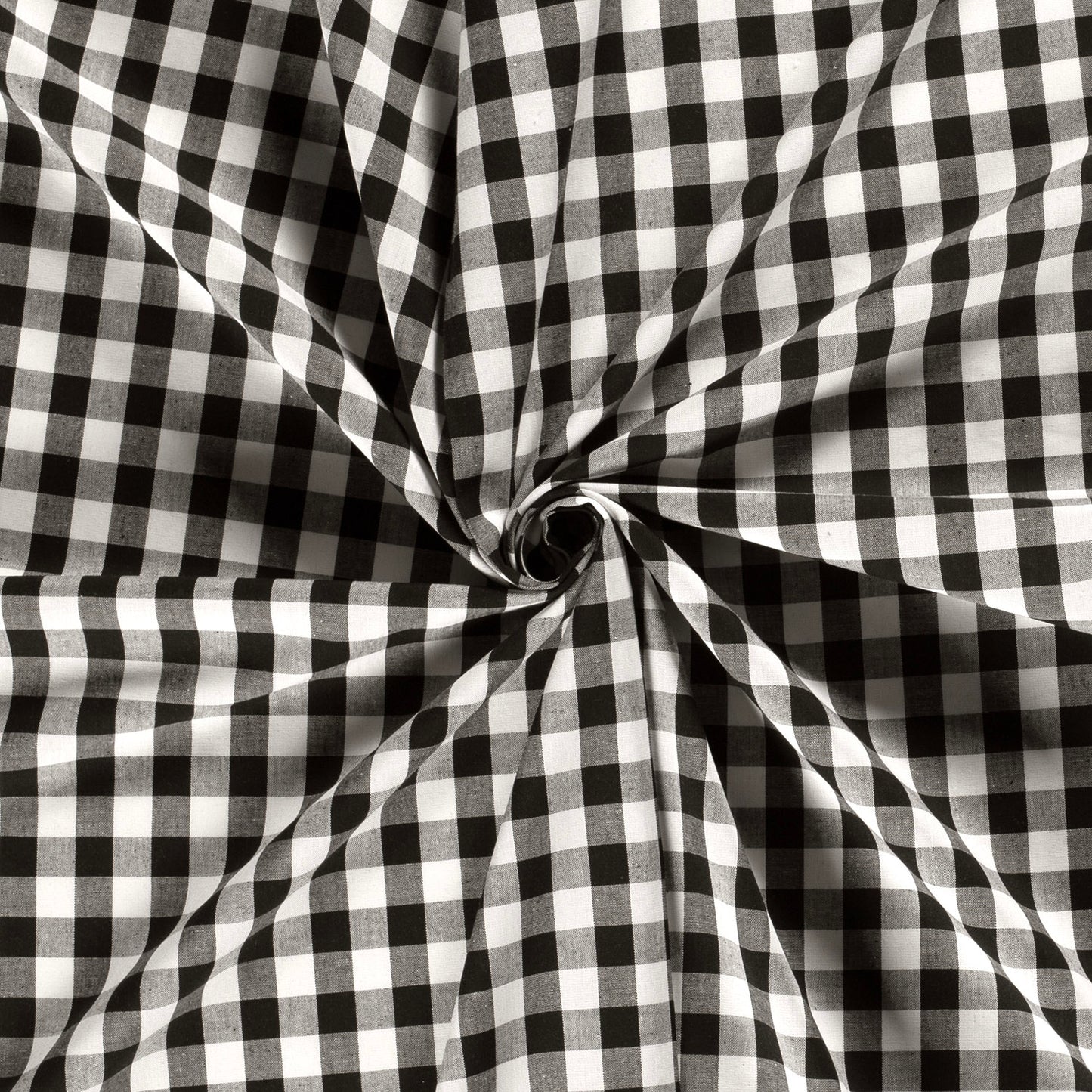 Poplin Bumbac Gingham Negru 10 Mm
