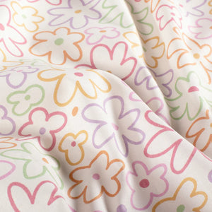 Poplin Bumbac Imprimat Flowers Off White