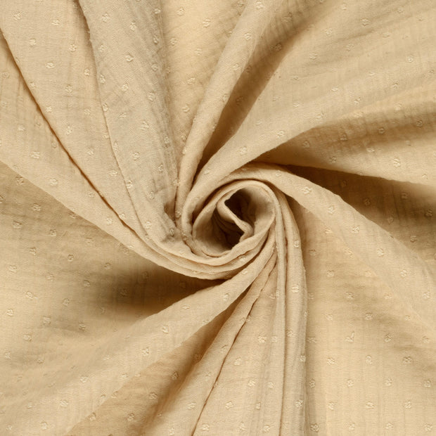 Muselina Dubla Dobby Dots Beige