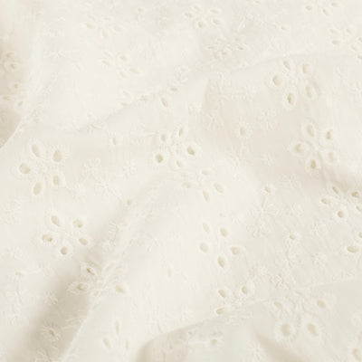 Poplin Bumbac Brodat Flori Off White