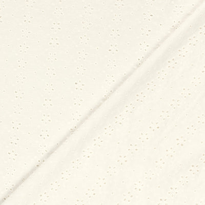 Poplin Bumbac Brodat Flori Off White