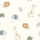 Poplin Bumbac Imprimat Animale Jungla Off White