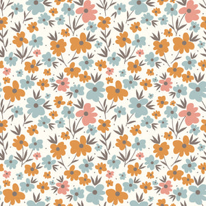 Poplin Bumbac Imprimat Flori Off White