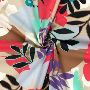 Bumbac Satinat Imprimat Abstract Rosu Inchis