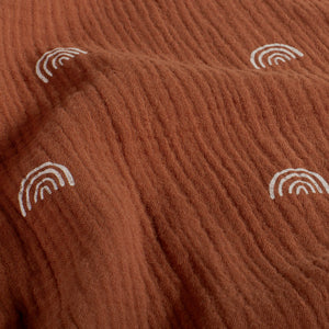 Muselina Dubla Imprimata Curcubeu Caramiziu