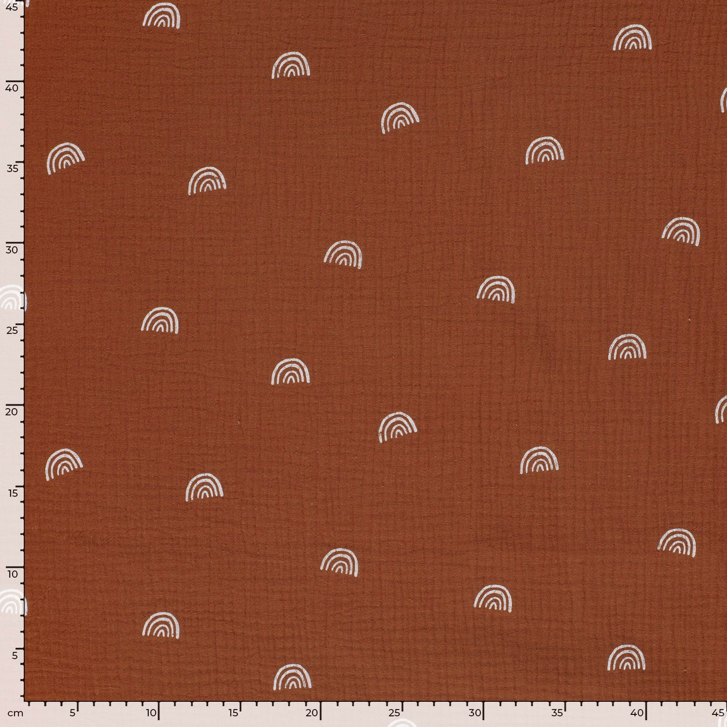 Muselina Dubla Imprimata Curcubeu Caramiziu