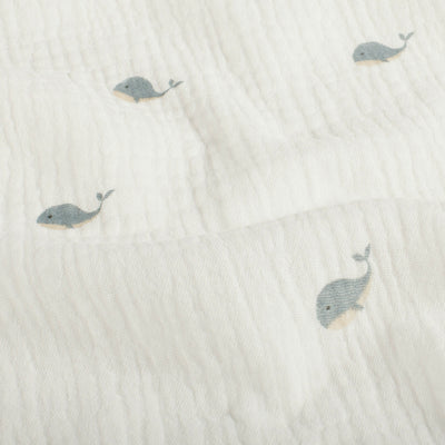 Double Gauze Printed Whales Off White