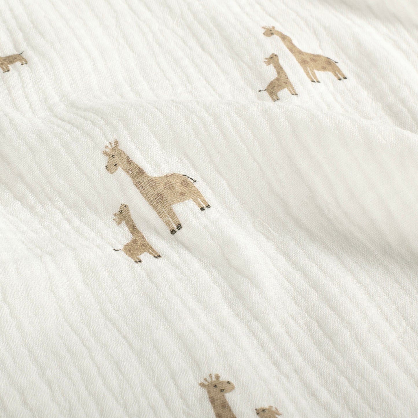 Double Gauze Printed Giraffes Off White