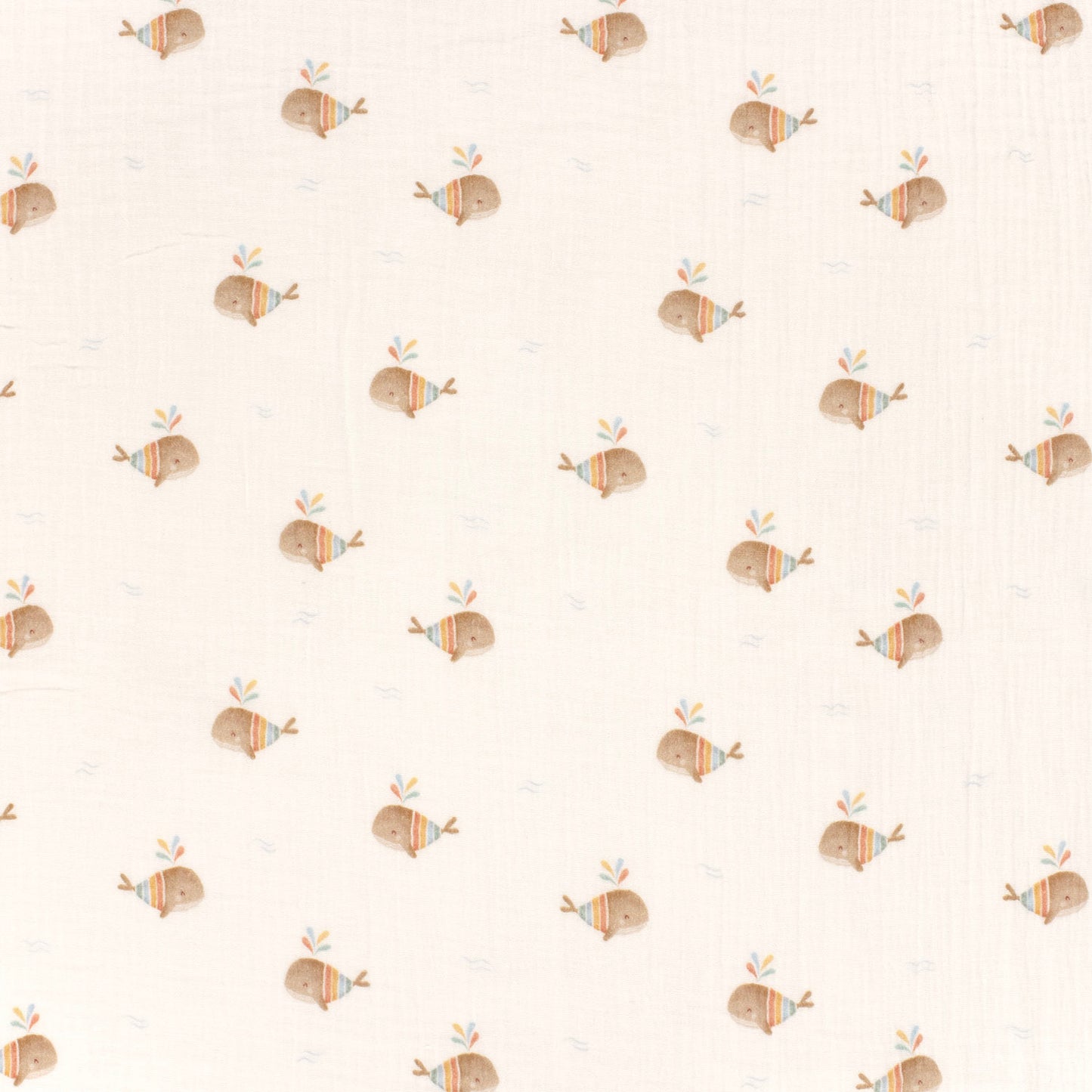 Muselina Imprimata Balene Boho Off White