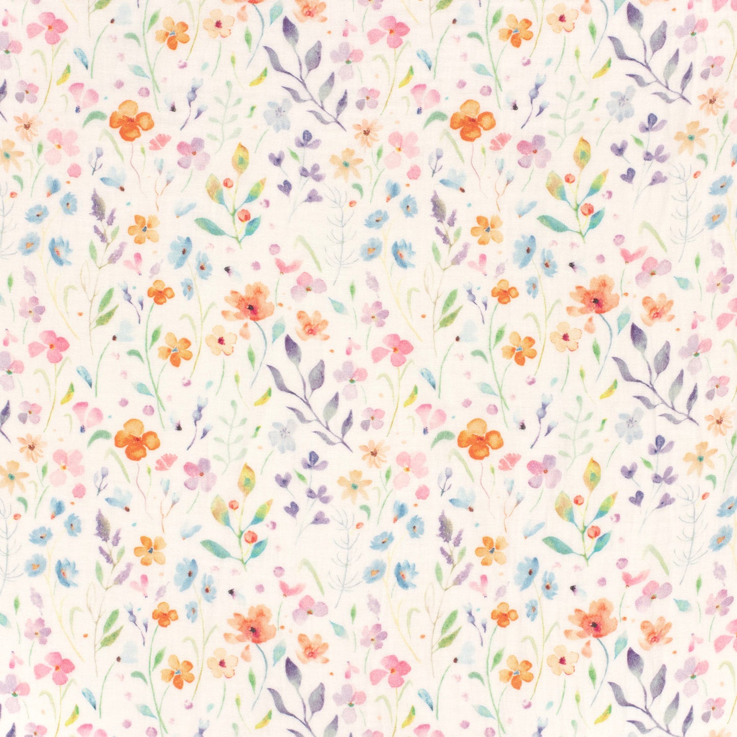 Muselina Dubla Imprimata Flori Off White