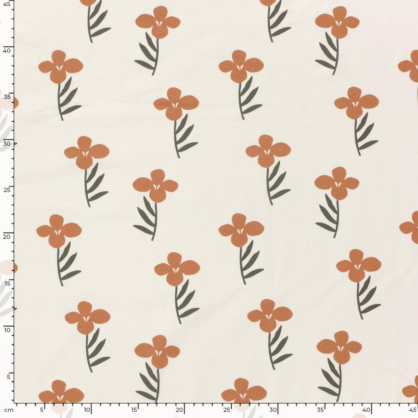 Cotton Jersey Printed Big Flowers Off White