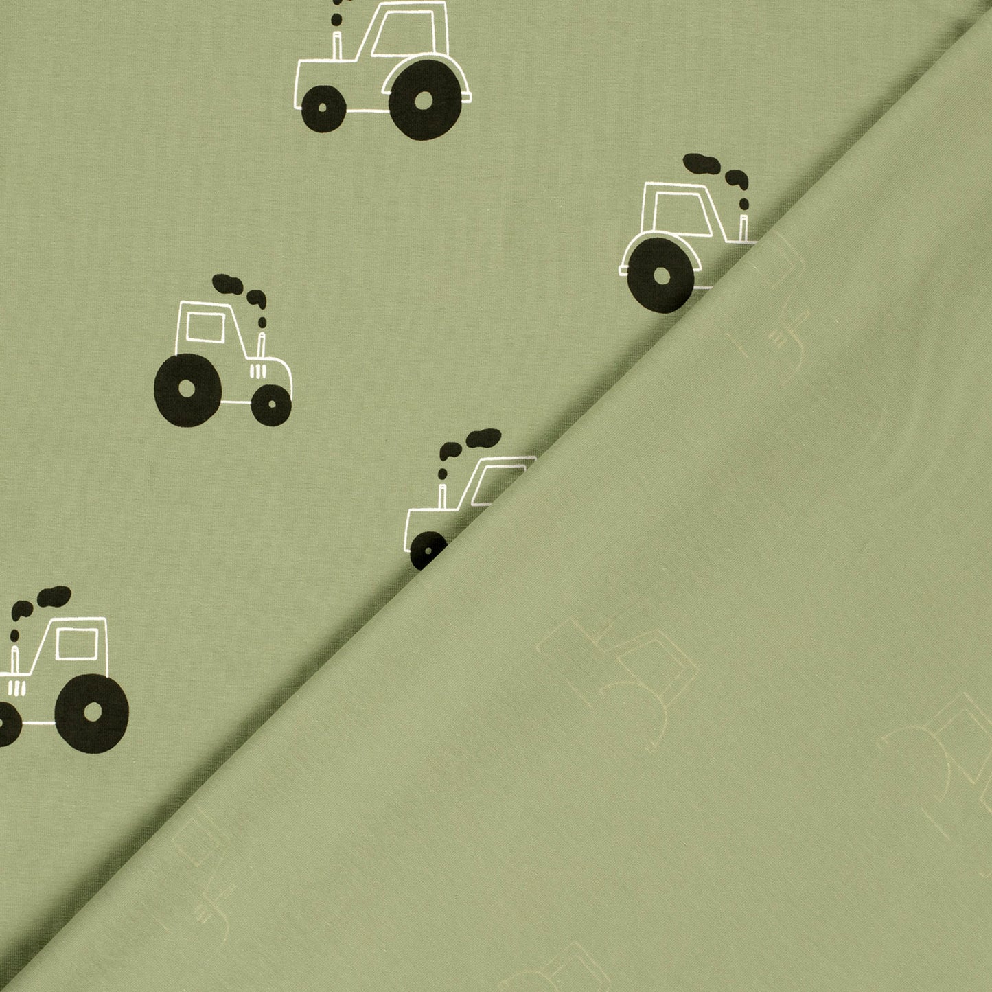 Cotton Jersey Printed Tractors Olive Green