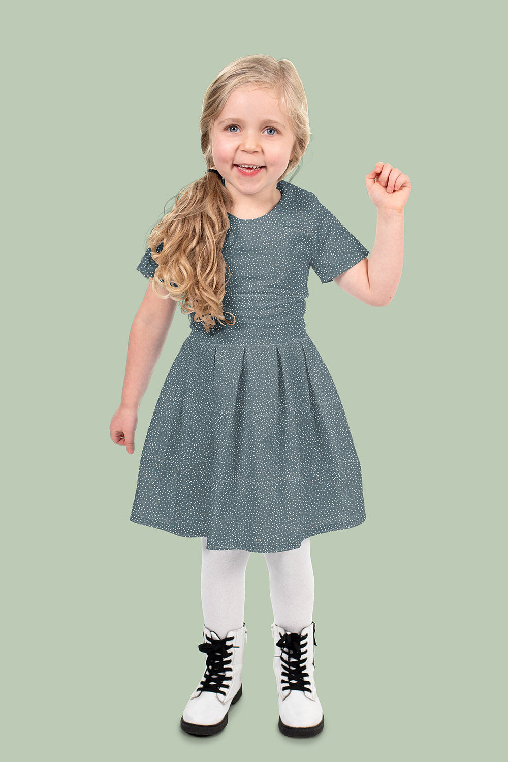 Poplin Bumbac Imprimat Buline Albastru Otel