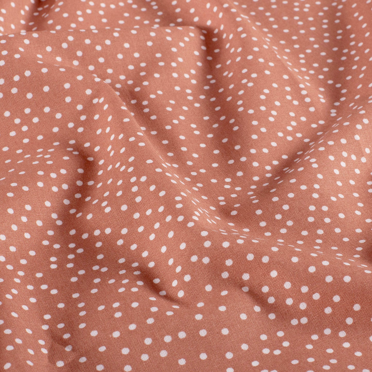 Cotton Poplin Printed Dots Brique