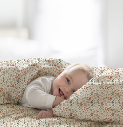 Poplin Bumbac Imprimat Flori Ivoire