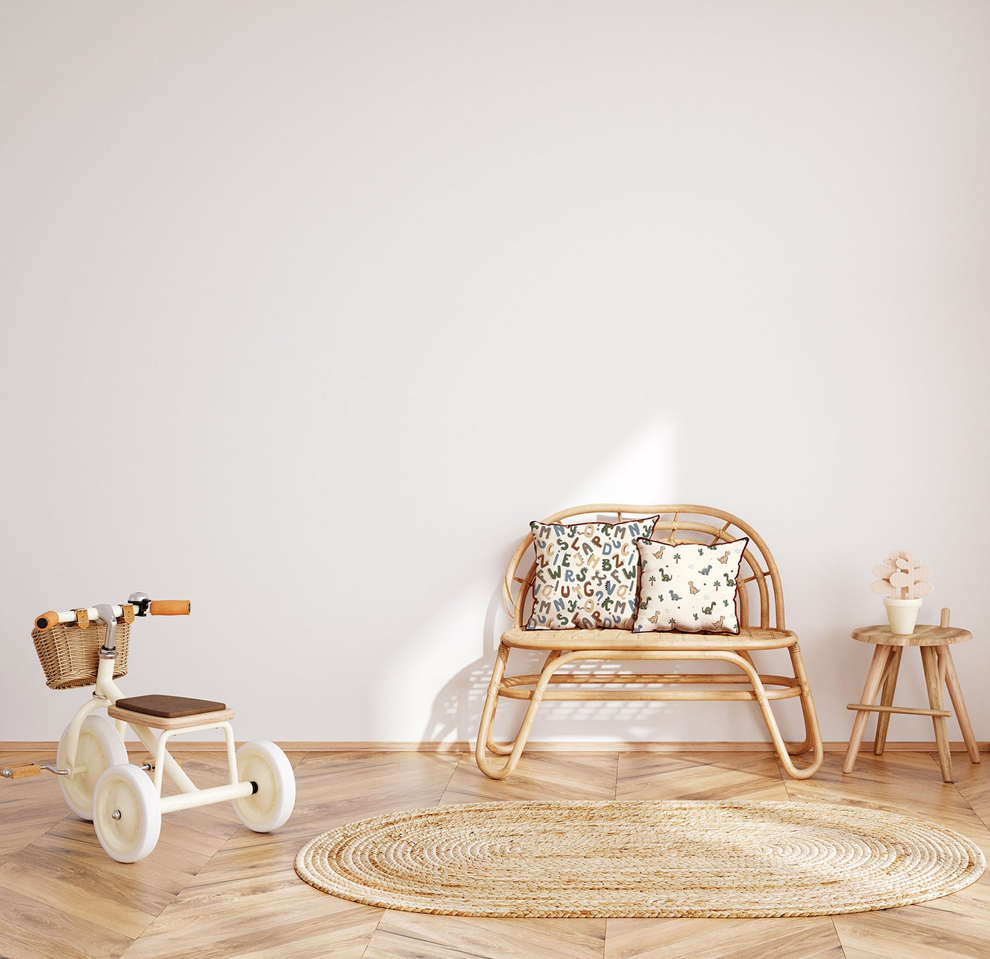 Poplin Bumbac Imprimat Dinozauri Off White