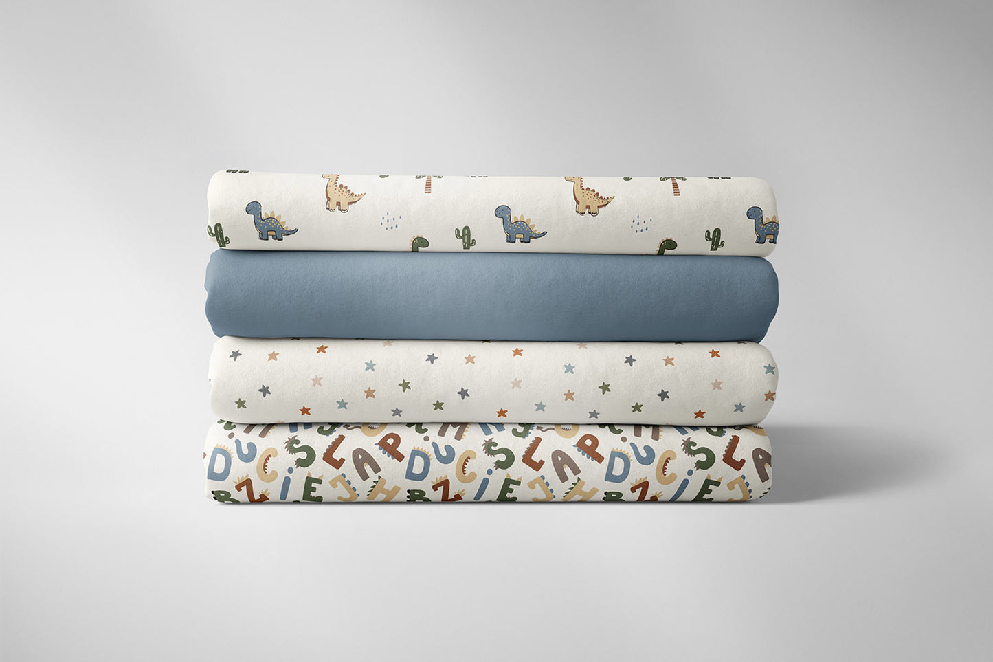 Poplin Bumbac Imprimat Dinozauri Off White