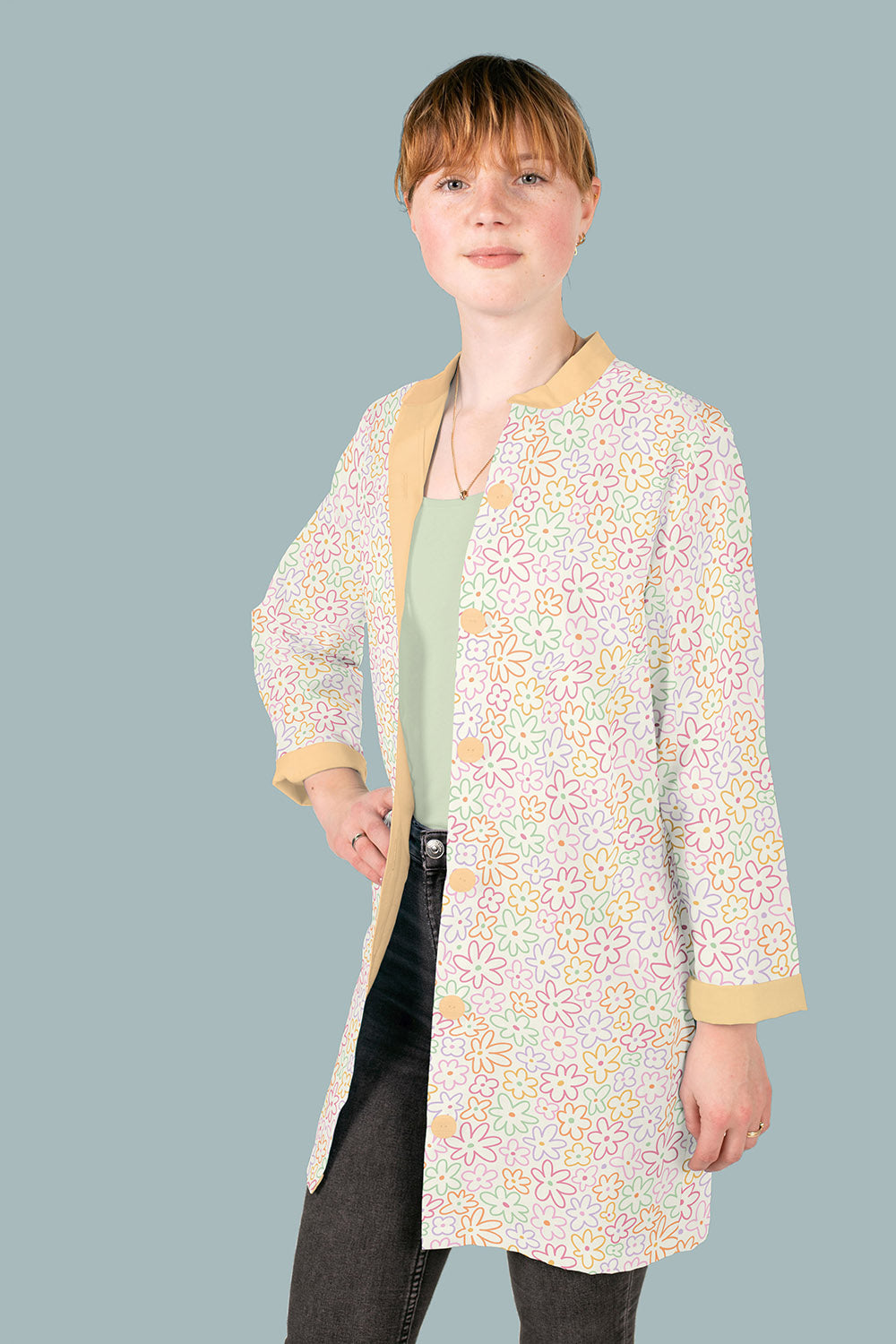 Poplin Bumbac Imprimat Flori Off White