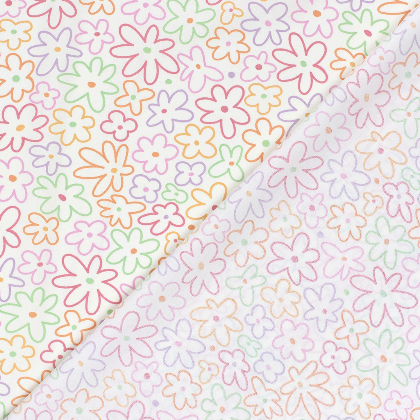 Poplin Bumbac Imprimat Flori Off White