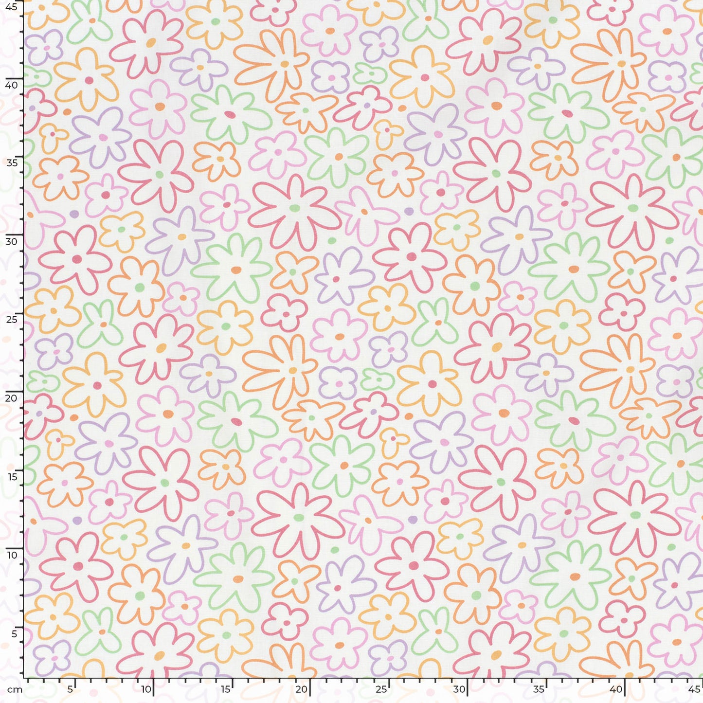 Poplin Bumbac Imprimat Flori Off White