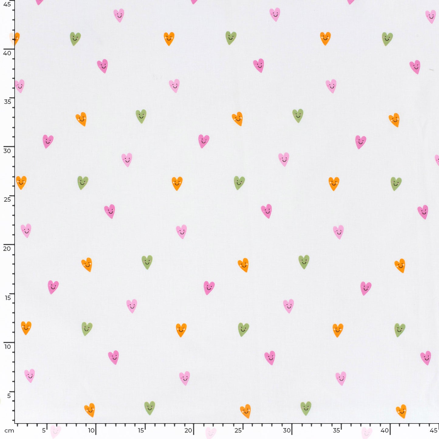 Poplin Bumbac Imprimat Inimioare Off White