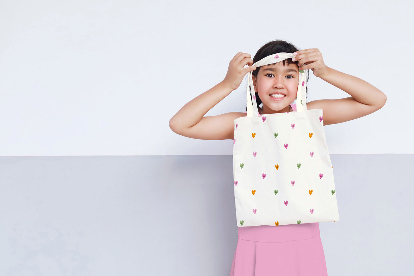 Poplin Bumbac Imprimat Inimioare Off White