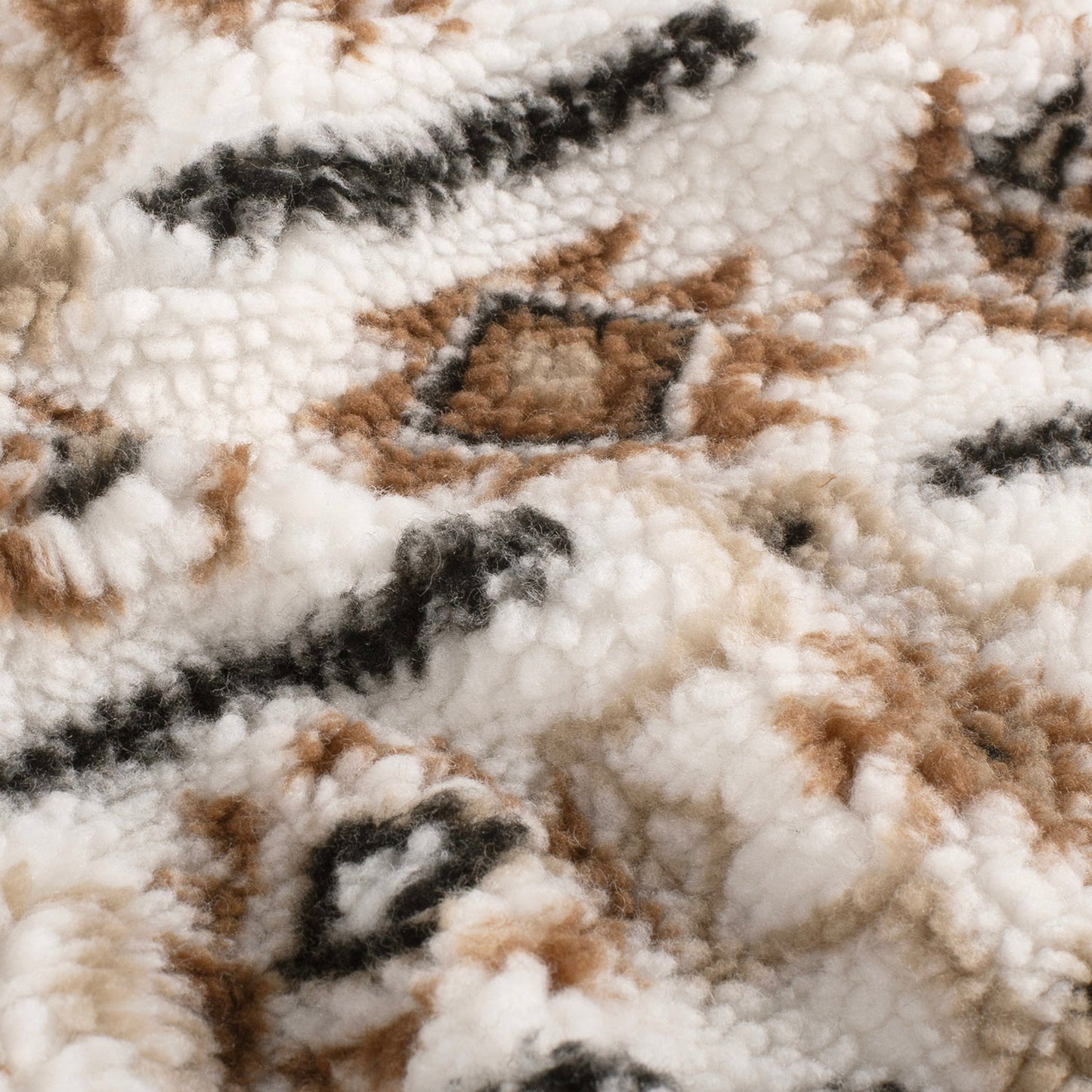 Fleece Sherpa Jacquard Abstract Off White
