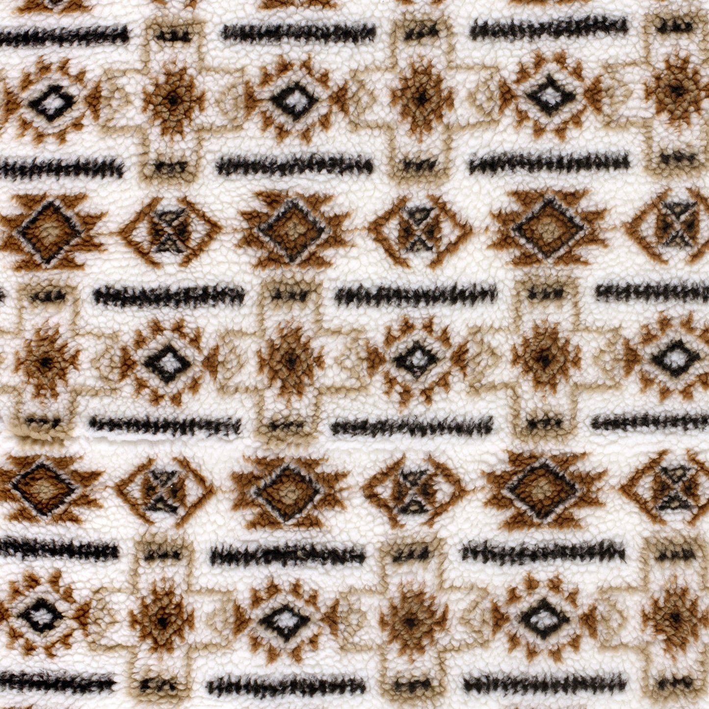 Fleece Sherpa Jacquard Abstract Off White