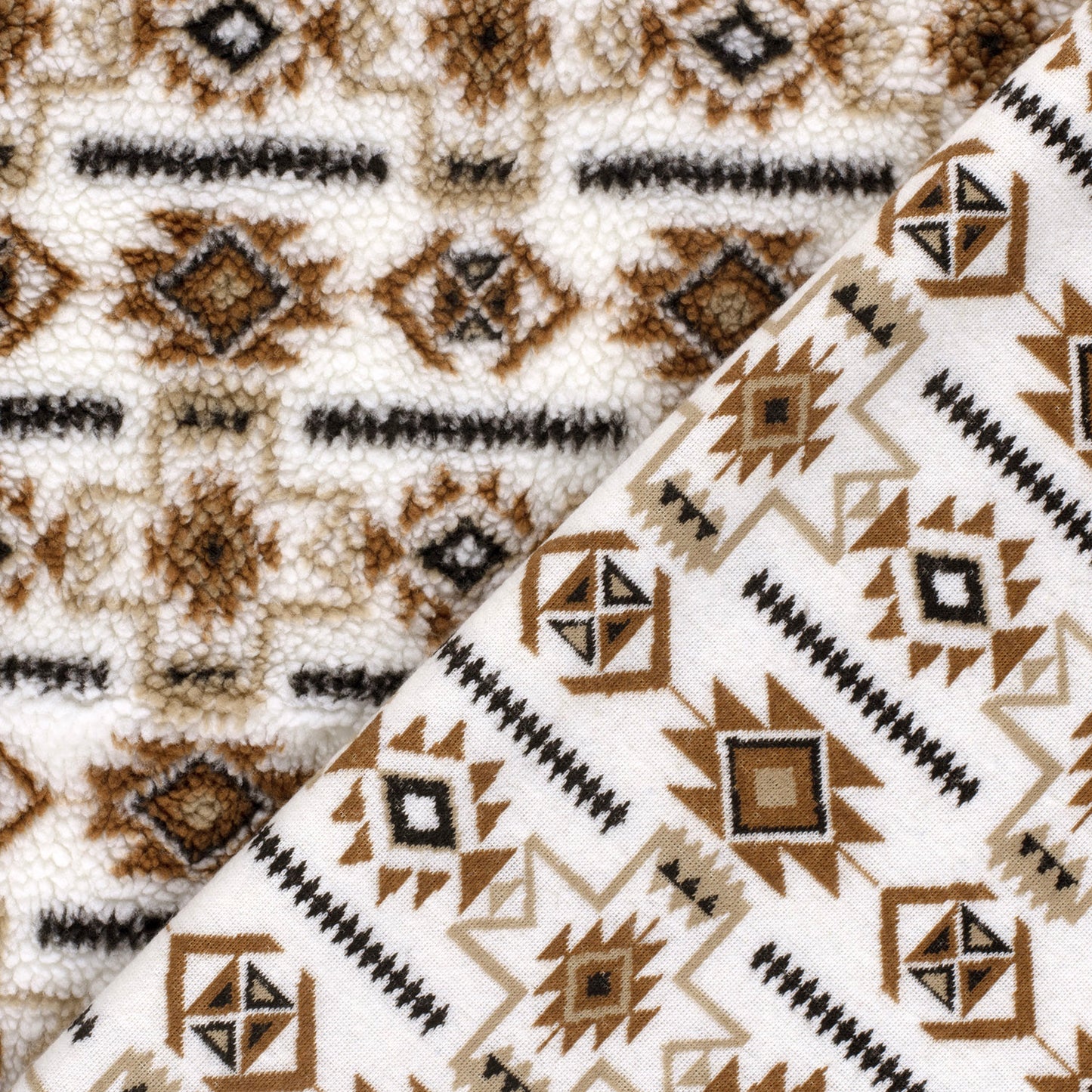 Fleece Sherpa Jacquard Abstract Off White