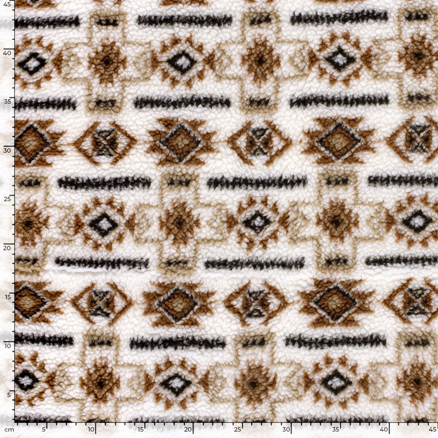 Fleece Sherpa Jacquard Abstract Off White