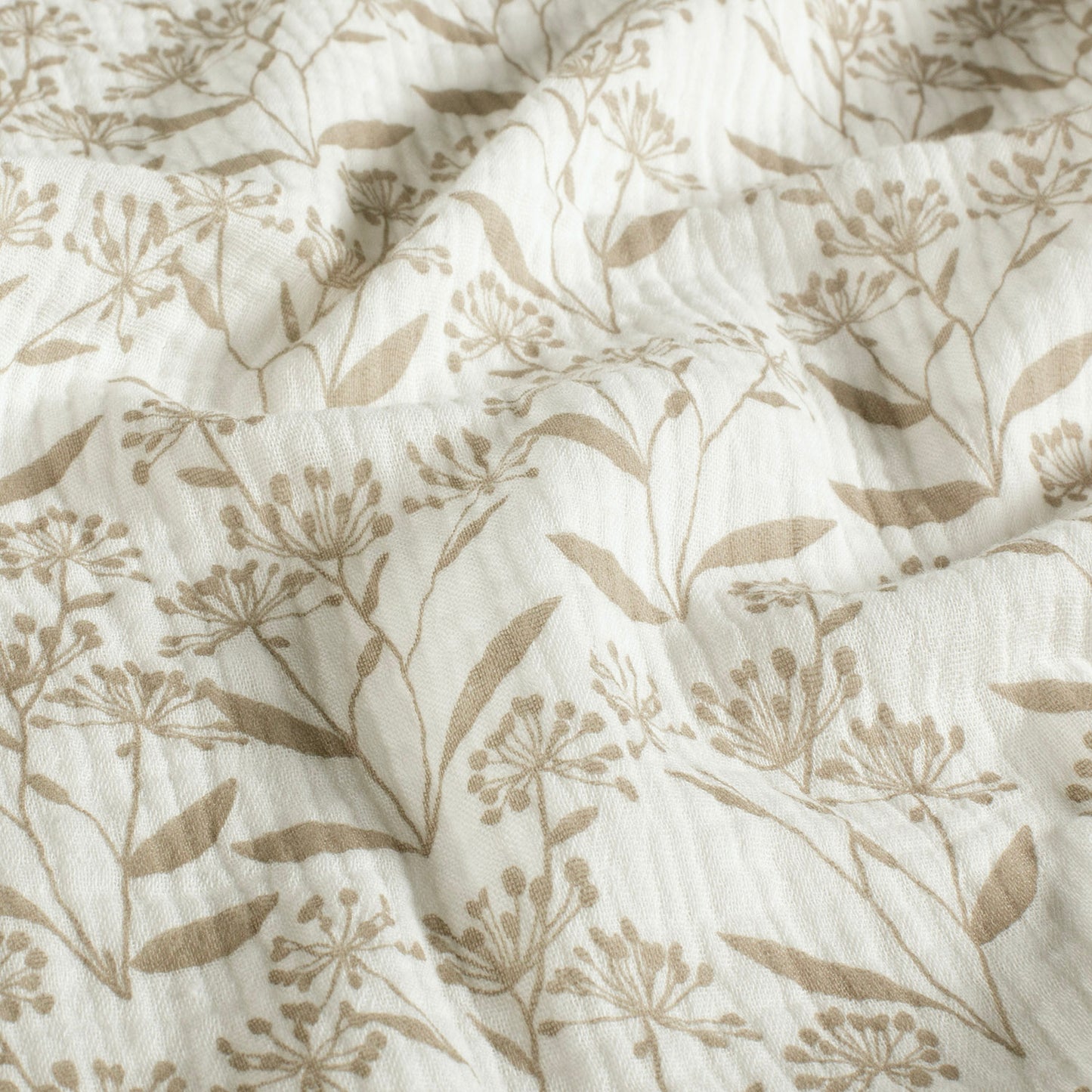Muselina Bumbac Imprimeu Floricele Off White